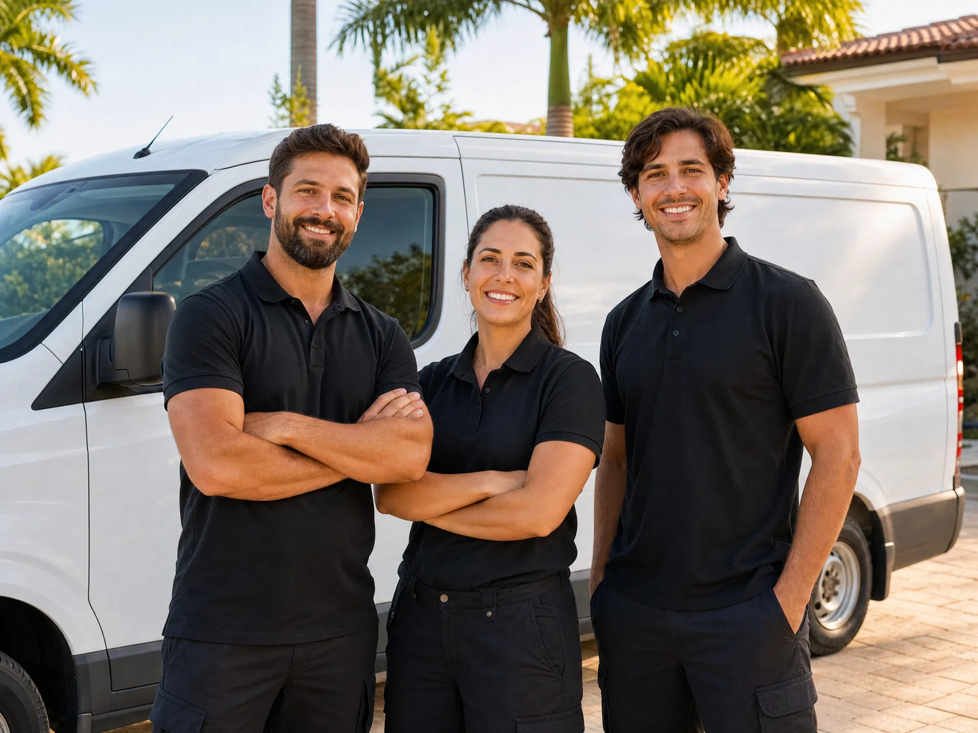 The family-owned LD Appliance team in front of their service van